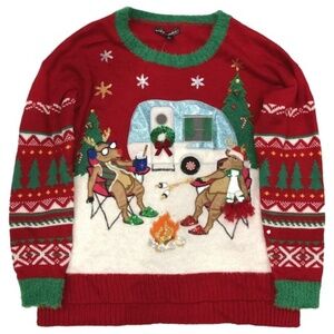 Ugly Christmas Sweater Camping Reindeer